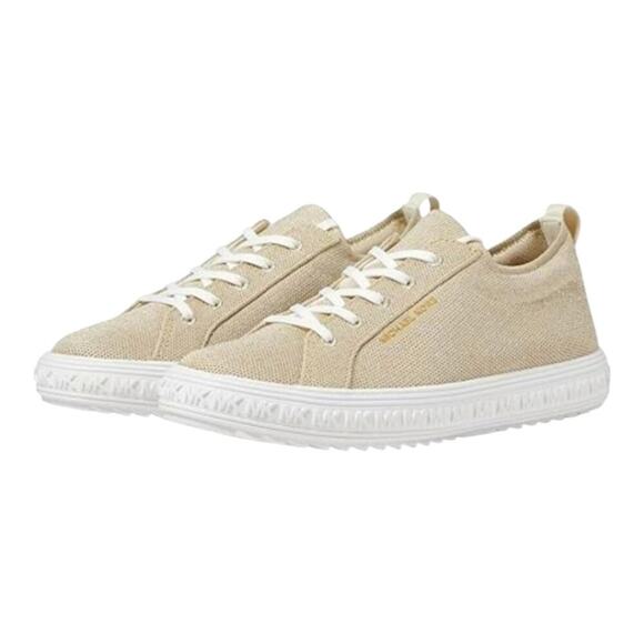 Micheal Kors Grove Metallic Knit Sneaker Pale Gold New‎ Women's Size 10 - Picture 4 of 14